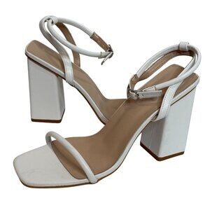 PrettyLittleThing White Strappy Block Heel Sandals Women’s 9